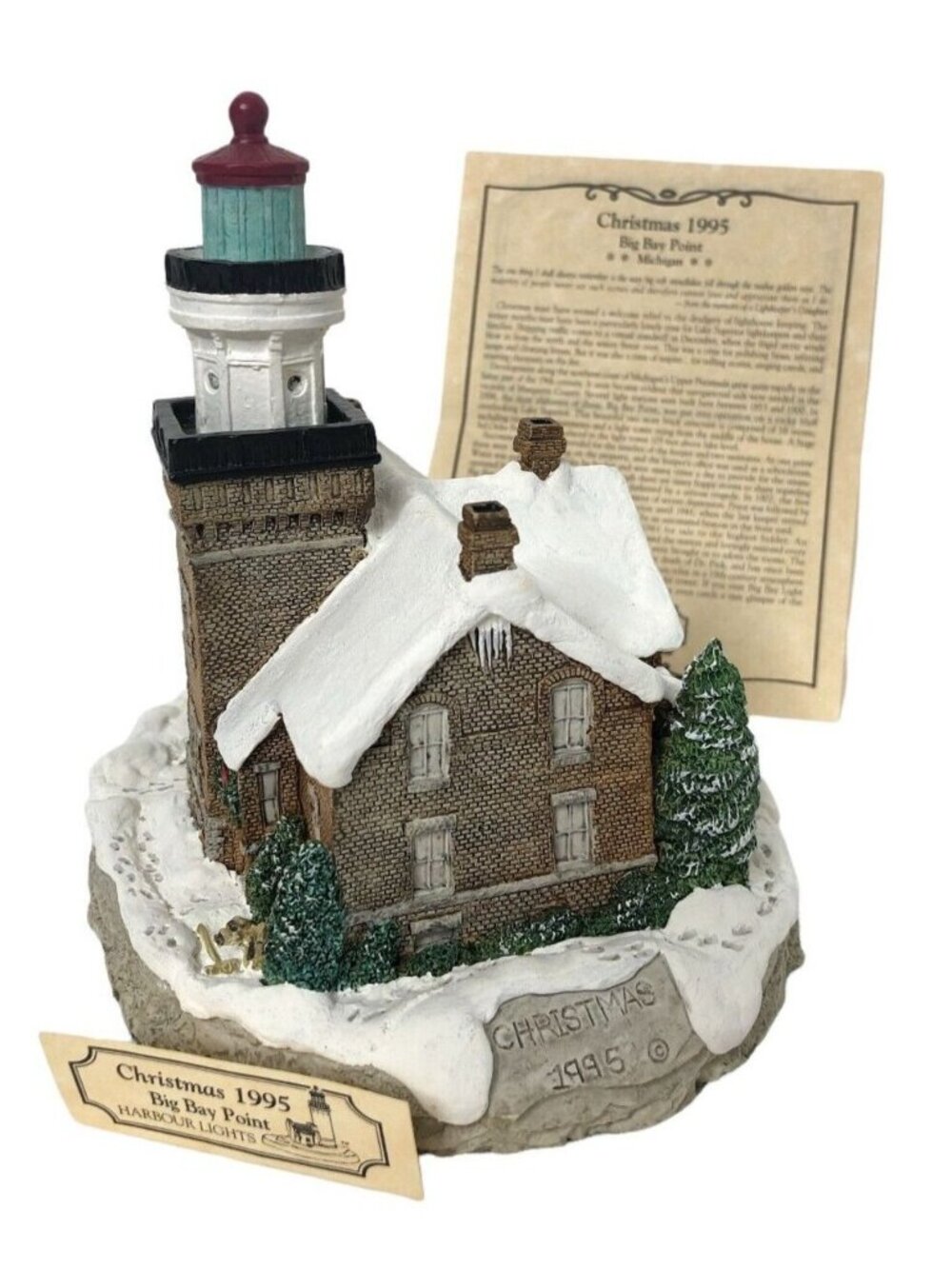 Harbour Lights Christmas 1995 Big Bay Point MI Lighthouse HL700  1995 COA ID Car